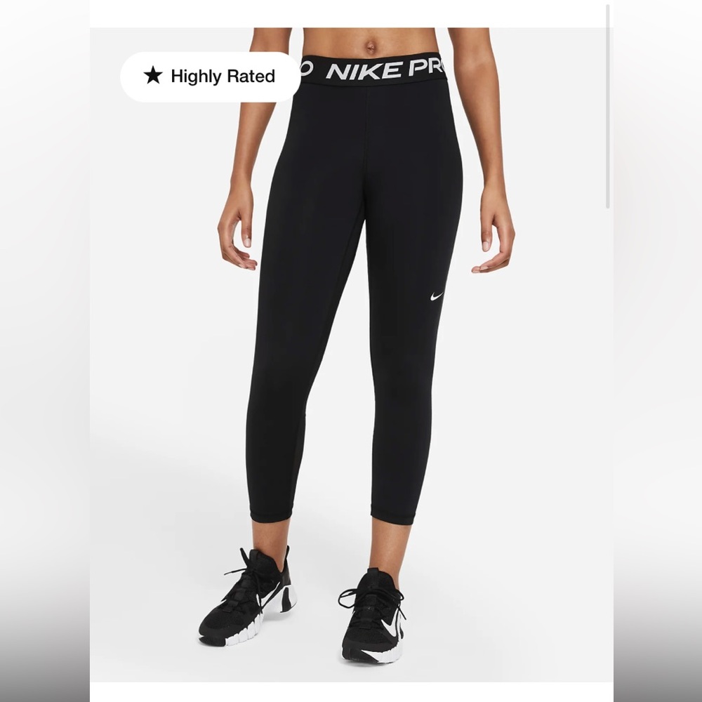 Nike Pro Women's 365 Mid-Rise Cropped Mesh Panel Leggings Black NWT Small